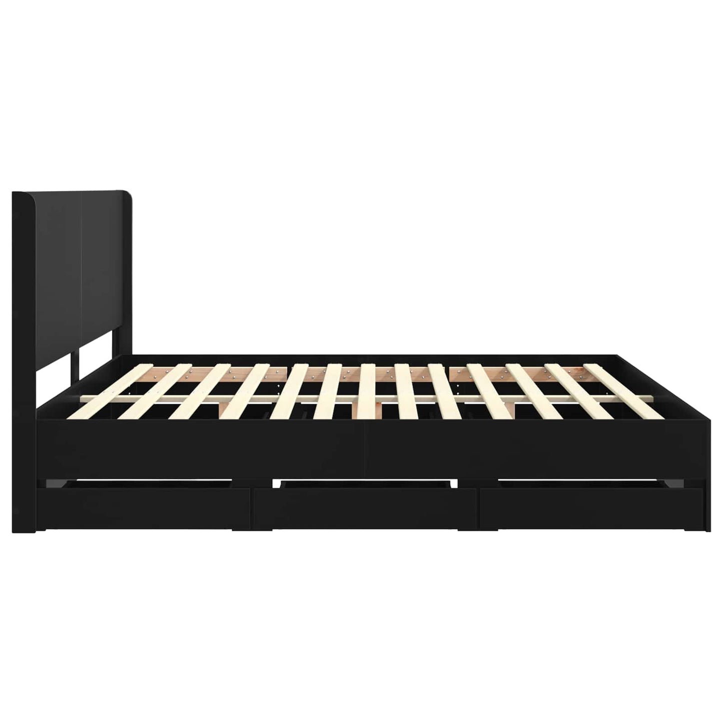 Bed Frame with Storage and Headboard Black 180 x 200 cm