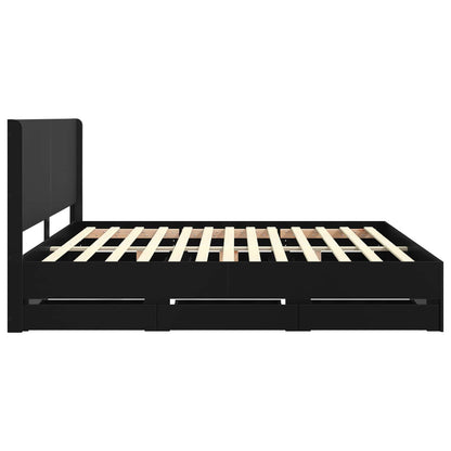 Bed Frame with Storage and Headboard Black 180 x 200 cm