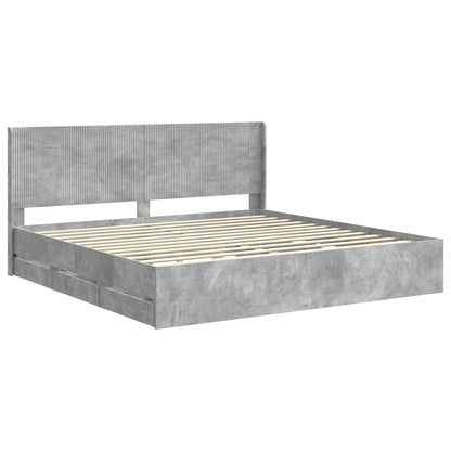 Bed Frame with Storage and Headboard Concrete Grey 180 x 200 cm