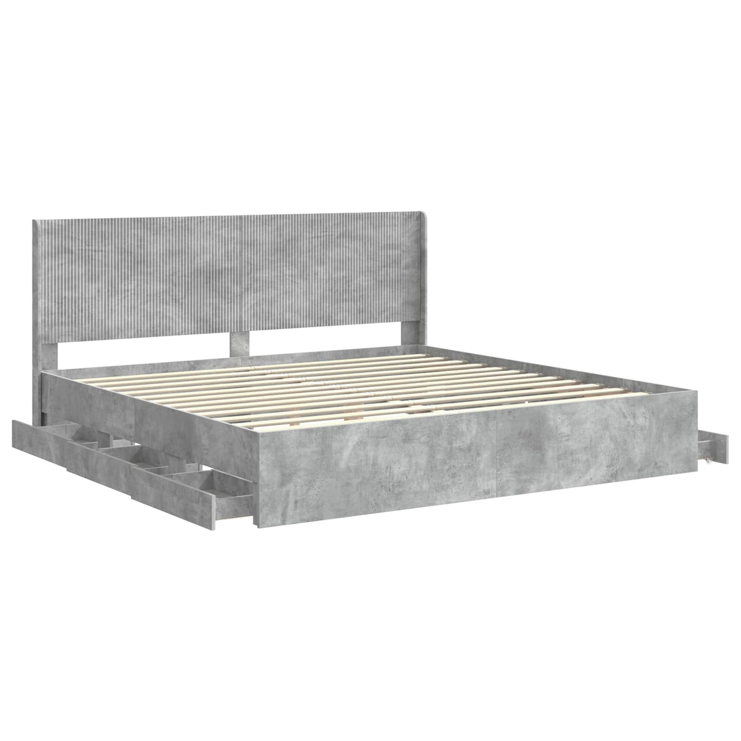 Bed Frame with Storage and Headboard Concrete Grey 180 x 200 cm
