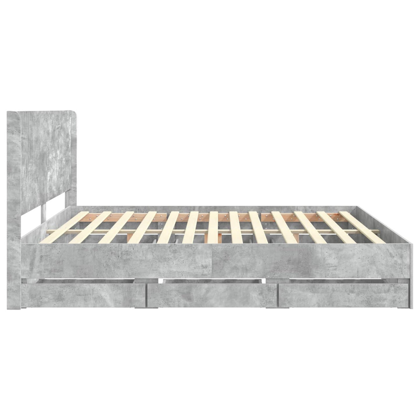 Bed Frame with Storage and Headboard Concrete Grey 180 x 200 cm