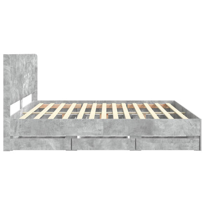 Bed Frame with Storage and Headboard Concrete Grey 180 x 200 cm