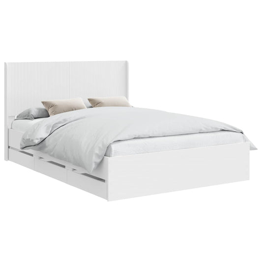 Bed Frame with Storage and Headboard White 160 x 200 cm