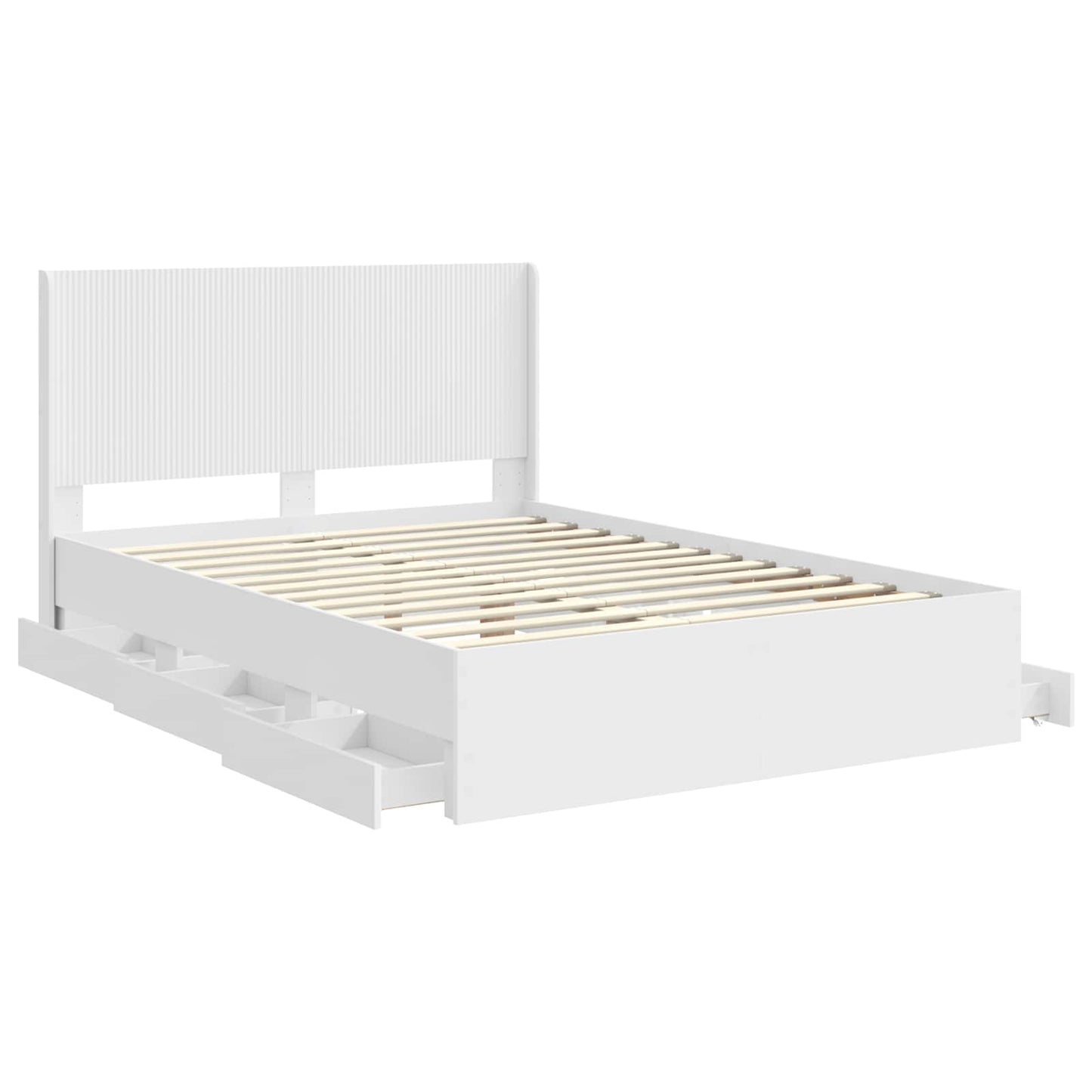 Bed Frame with Storage and Headboard White 160 x 200 cm