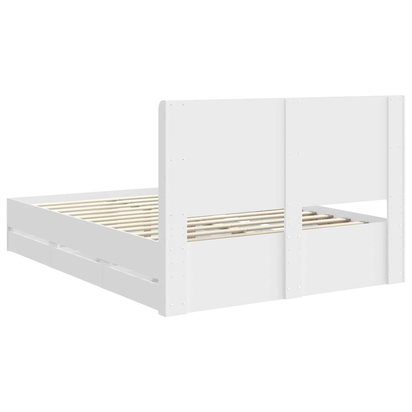 Bed Frame with Storage and Headboard White 160 x 200 cm