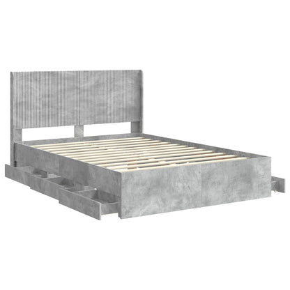 Bed Frame with Storage and Headboard Concrete Grey 160 x 200 cm