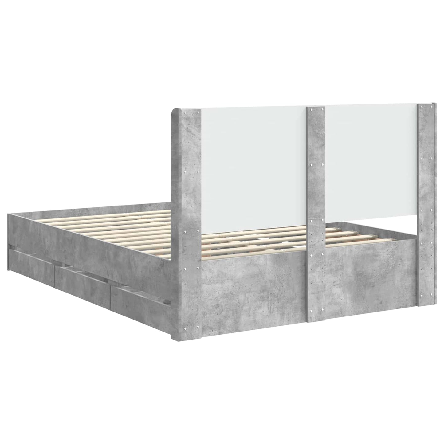 Bed Frame with Storage and Headboard Concrete Grey 160 x 200 cm