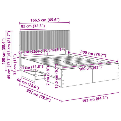 Bed Frame with Storage and Headboard Concrete Grey 160 x 200 cm