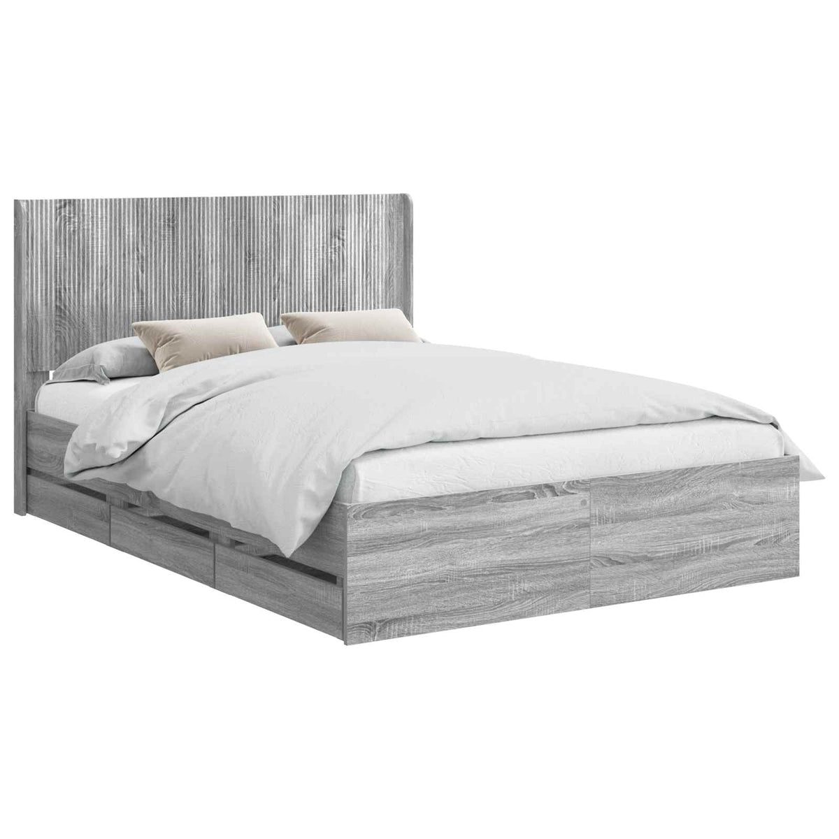 Bed Frame with Storage and Headboard Grey Sonoma 160 x 200 cm