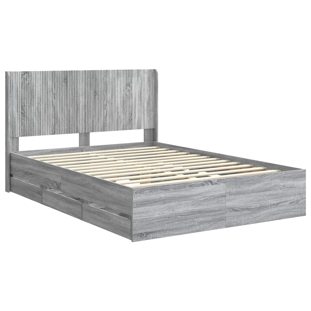 Bed Frame with Storage and Headboard Grey Sonoma 160 x 200 cm