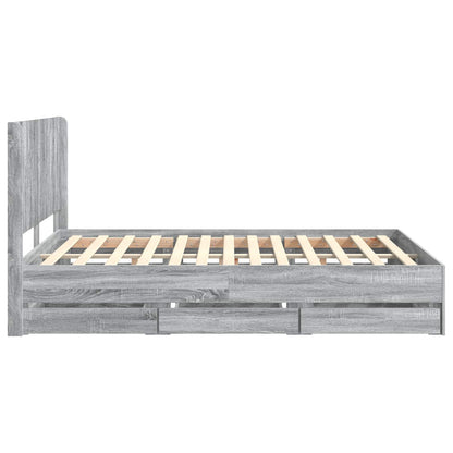 Bed Frame with Storage and Headboard Grey Sonoma 160 x 200 cm