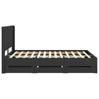 Bed Frame with Storage and Headboard Black 150 x 200 cm