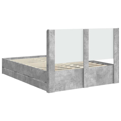 Bed Frame with Storage and Headboard Concrete Grey 150 x 200 cm