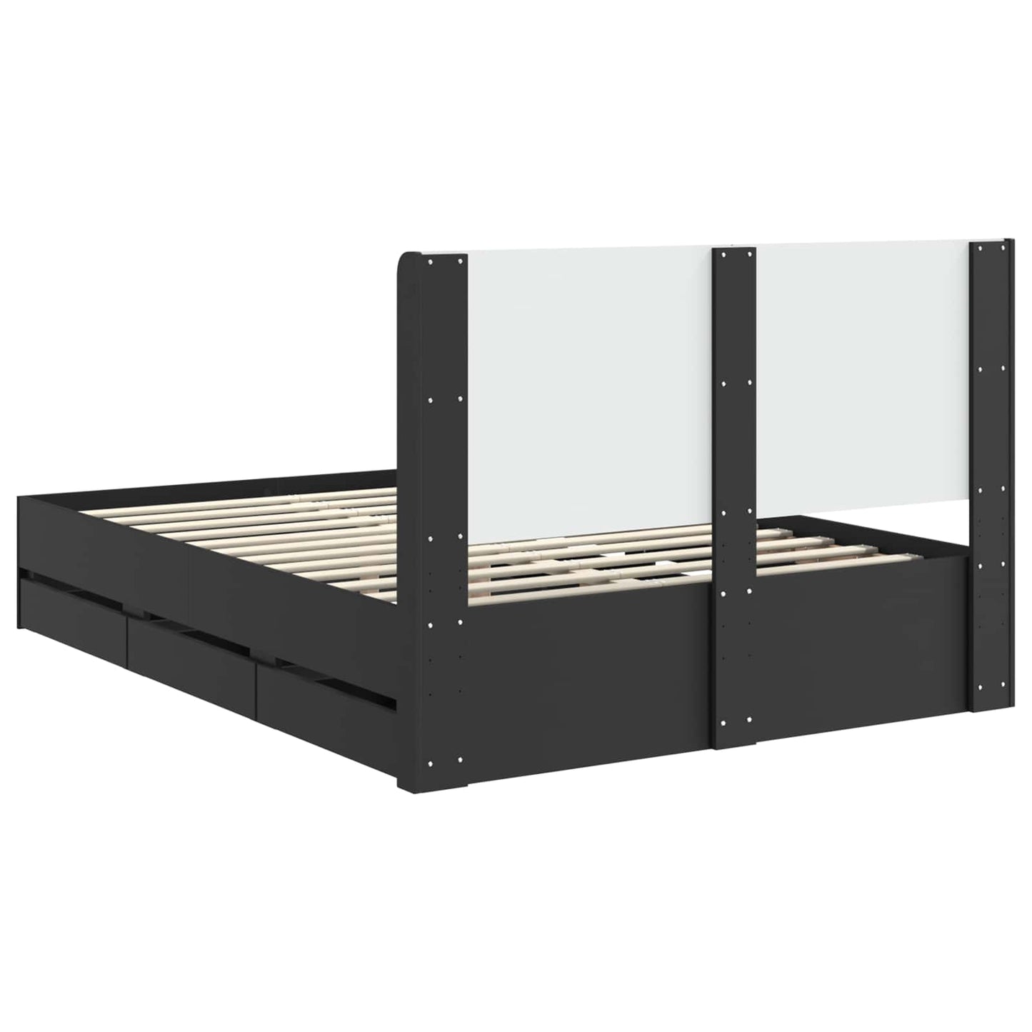 Bed Frame with Storage and Headboard Black 140 x 200 cm
