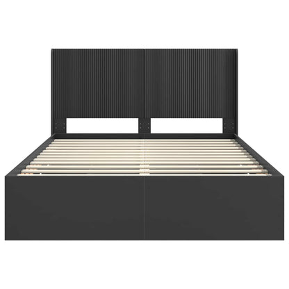 Bed Frame with Storage and Headboard Black 140 x 200 cm