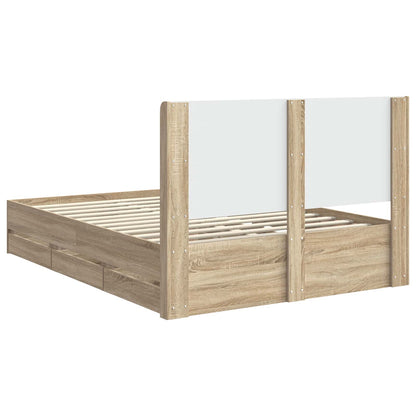 Bed Frame with Storage and Headboard Sonoma Oak 140 x 200 cm