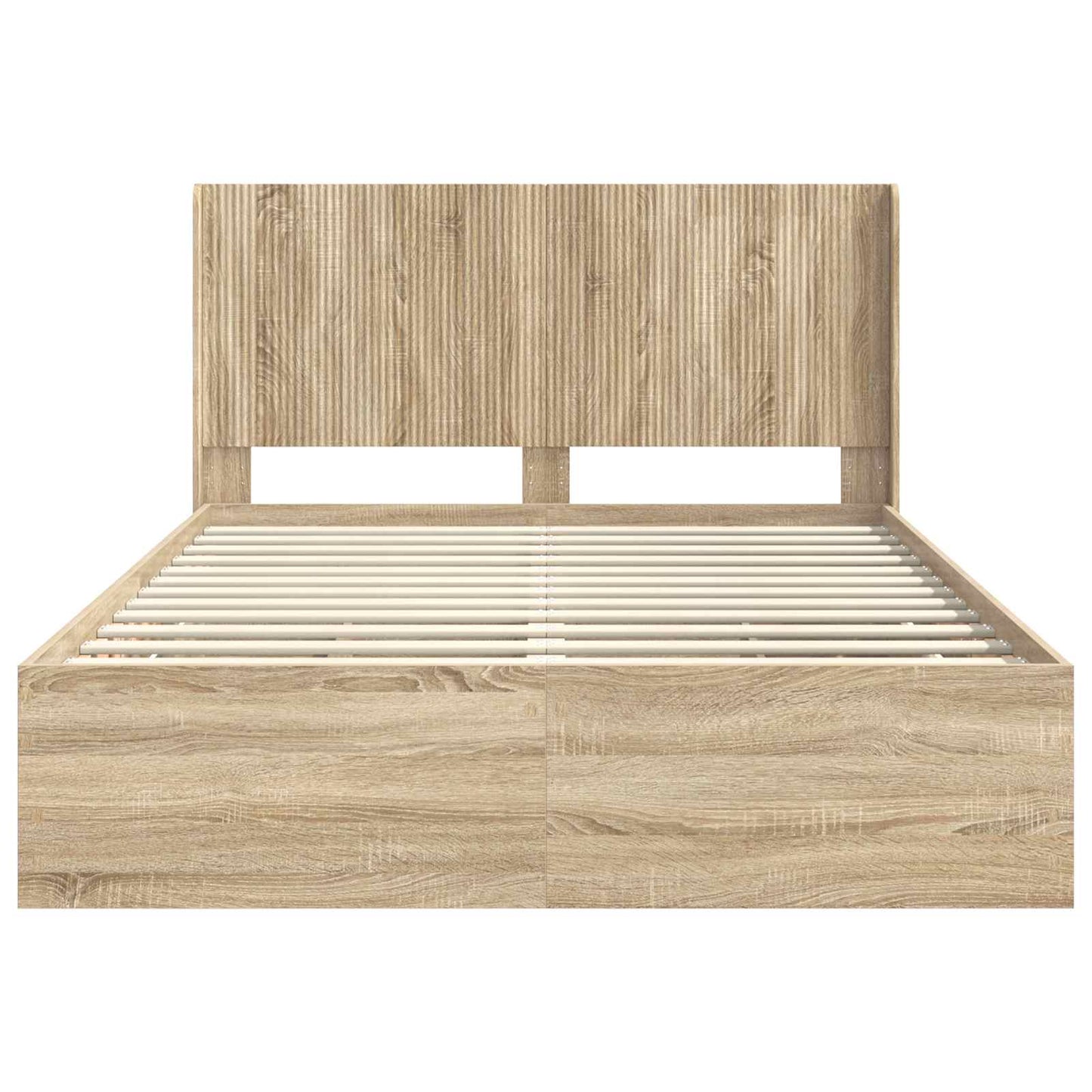 Bed Frame with Storage and Headboard Sonoma Oak 140 x 200 cm