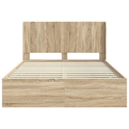 Bed Frame with Storage and Headboard Sonoma Oak 140 x 200 cm