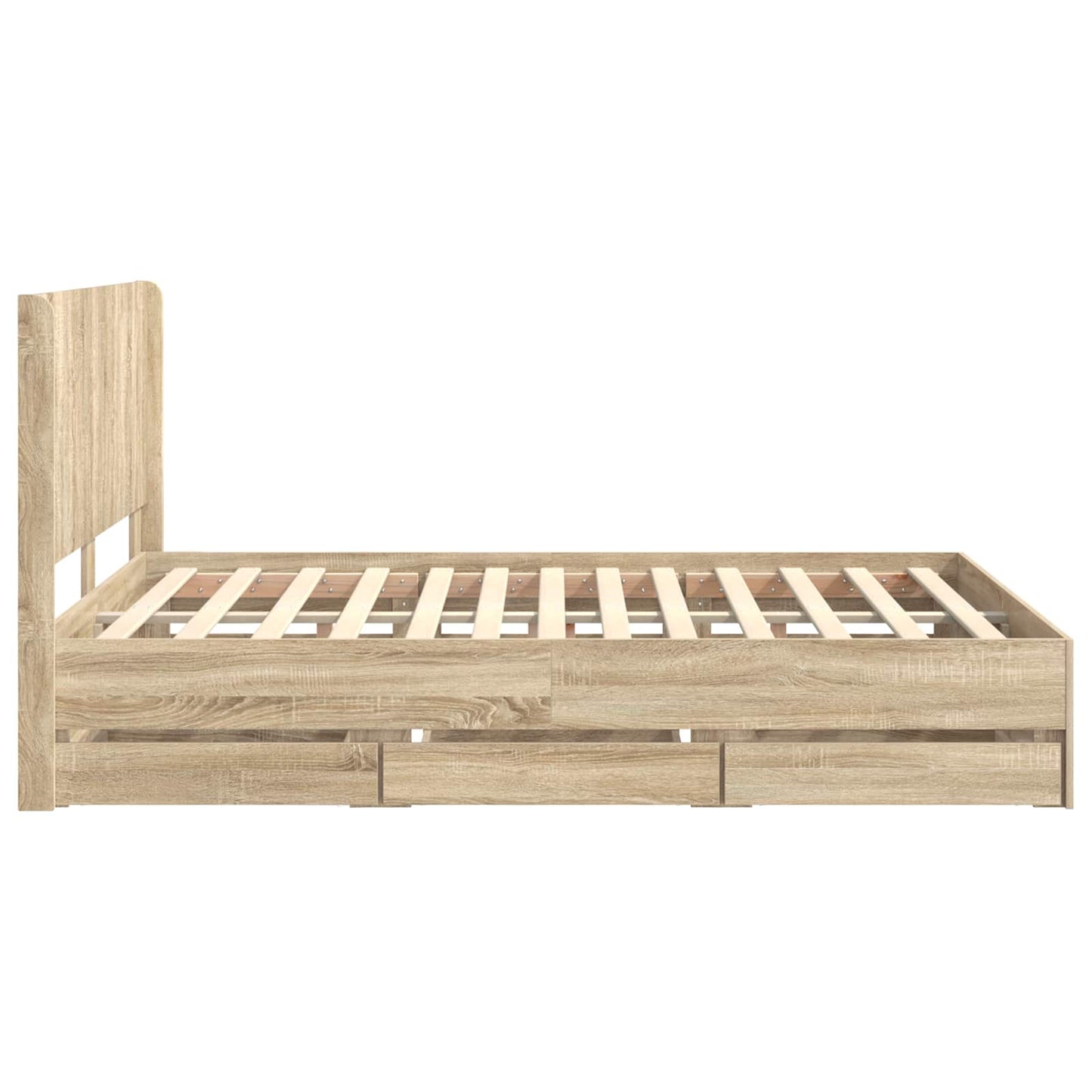 Bed Frame with Storage and Headboard Sonoma Oak 140 x 200 cm