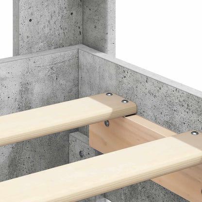 Bed Frame with Storage and Headboard Concrete Grey 140 x 200 cm