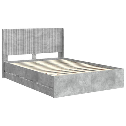 Bed Frame with Storage and Headboard Concrete Grey 140 x 200 cm