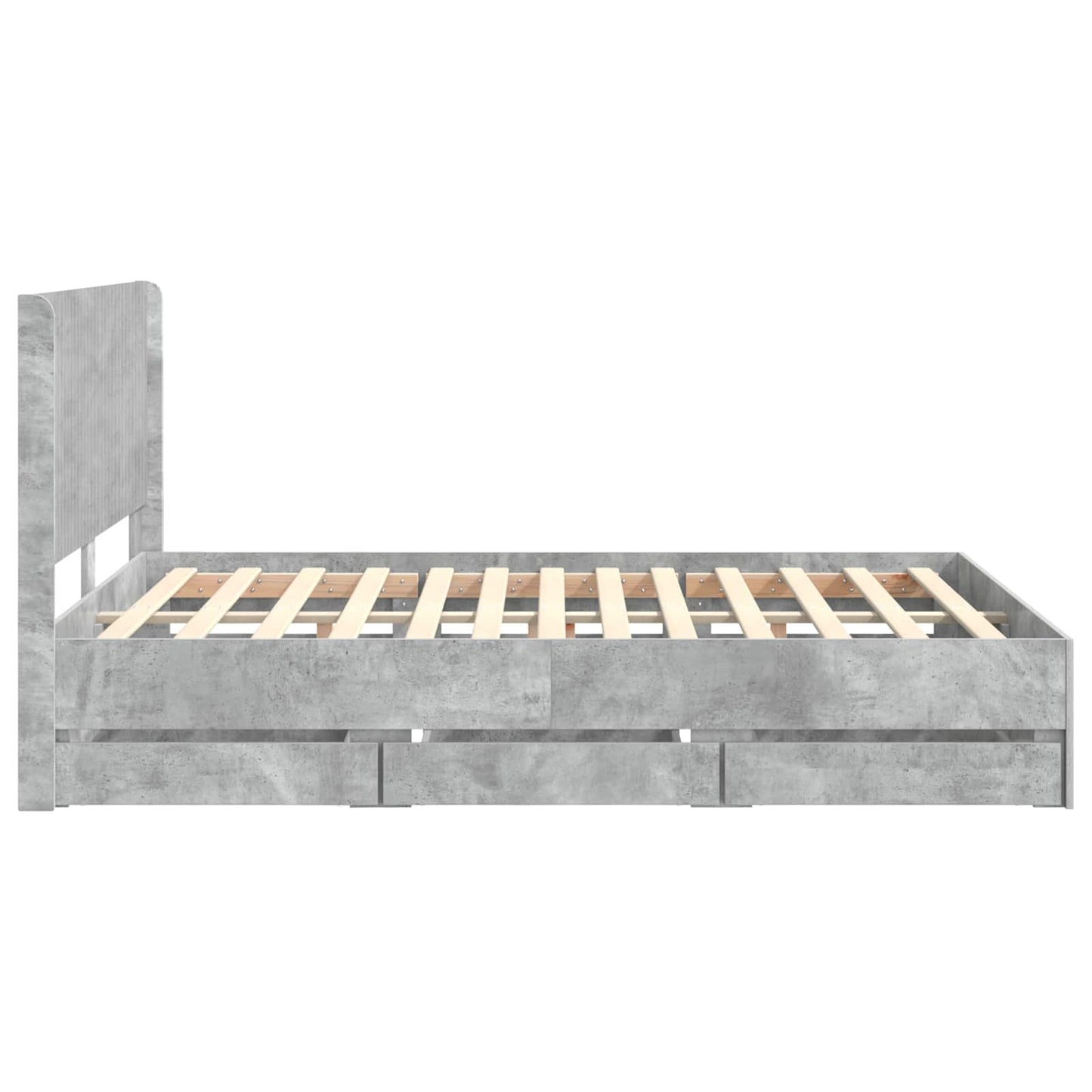 Bed Frame with Storage and Headboard Concrete Grey 140 x 200 cm