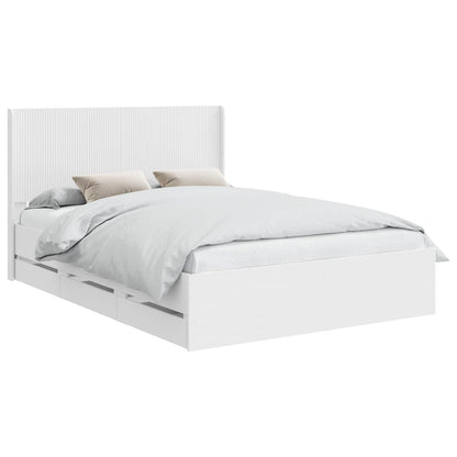 Bed Frame with Storage and Headboard White 140 x 190 cm
