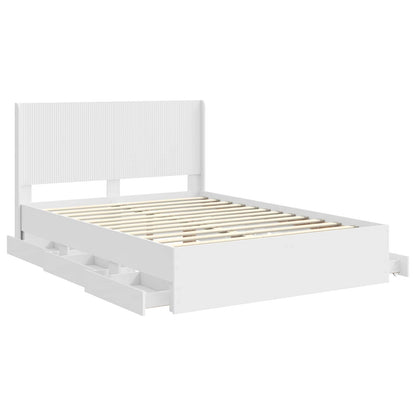 Bed Frame with Storage and Headboard White 140 x 190 cm