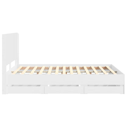 Bed Frame with Storage and Headboard White 140 x 190 cm