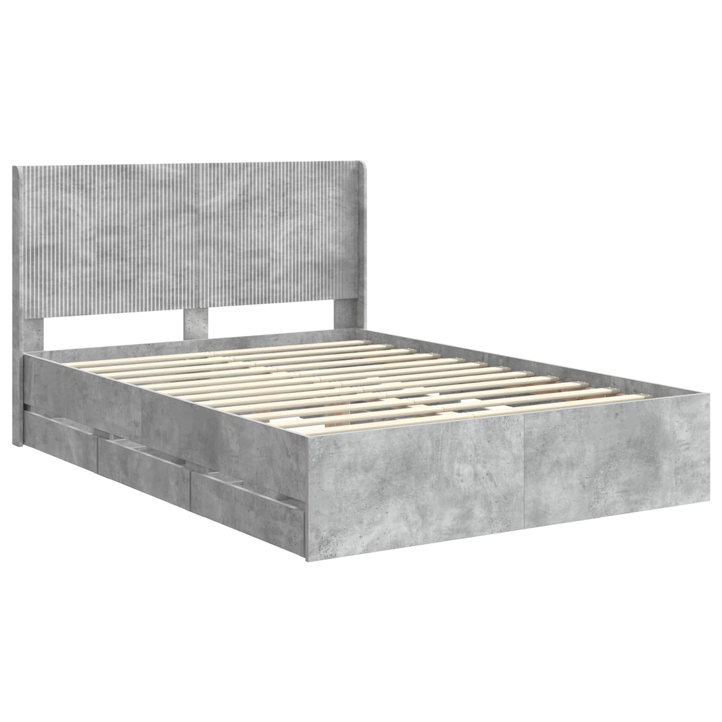 Bed Frame with Storage and Headboard Concrete Grey 140 x 190 cm
