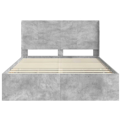 Bed Frame with Storage and Headboard Concrete Grey 140 x 190 cm
