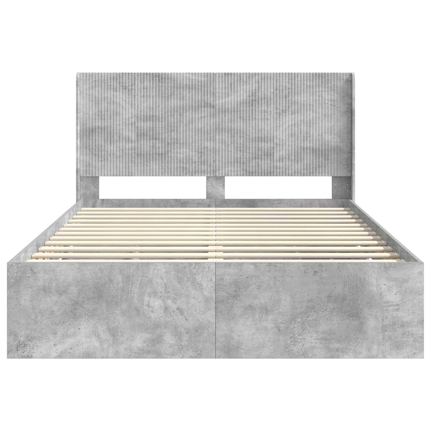 Bed Frame with Storage and Headboard Concrete Grey 135 x 190 cm