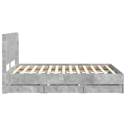 Bed Frame with Storage and Headboard Concrete Grey 135 x 190 cm