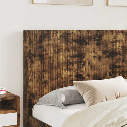 Bed Frame with Storage and Headboard Smoked Oak 135 x 190 cm