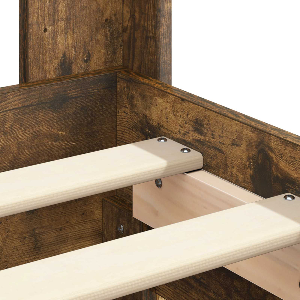 Bed Frame with Storage and Headboard Smoked Oak 120 x 190 cm