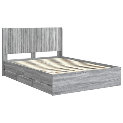 Bed Frame with Storage and Headboard Grey Sonoma 120 x 190 cm