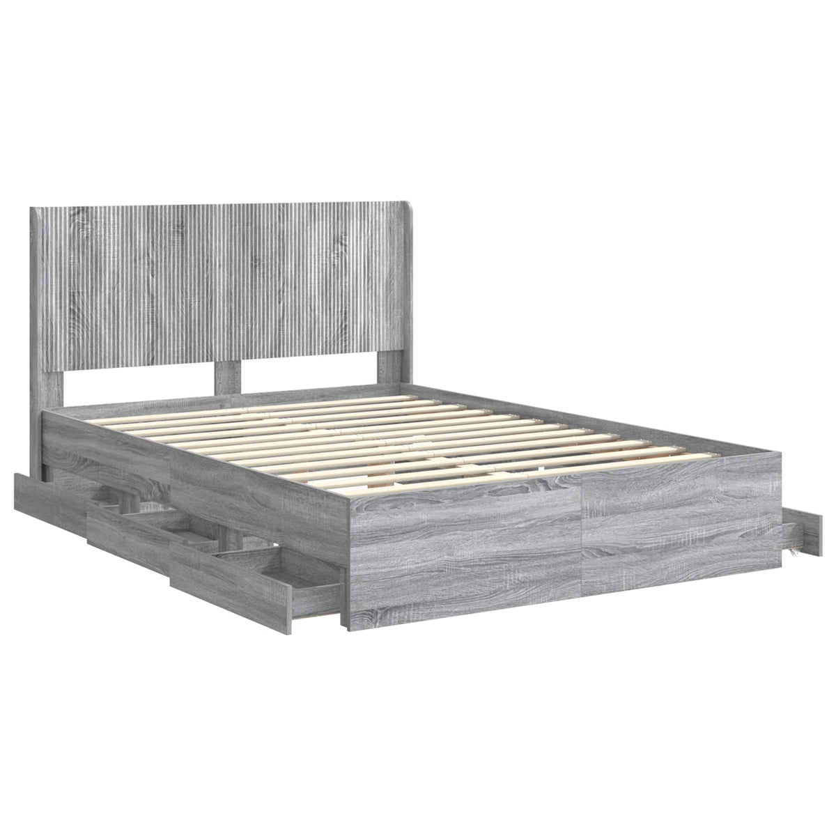 Bed Frame with Storage and Headboard Grey Sonoma 120 x 190 cm