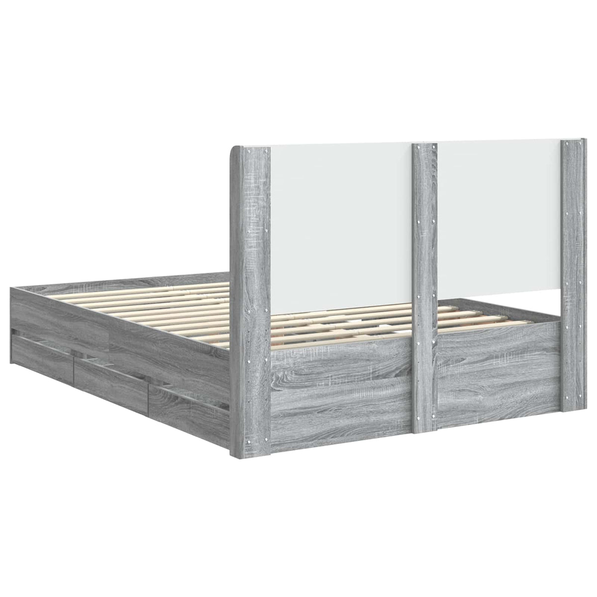 Bed Frame with Storage and Headboard Grey Sonoma 120 x 190 cm