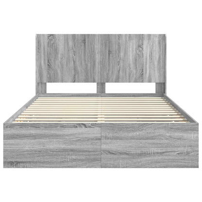 Bed Frame with Storage and Headboard Grey Sonoma 120 x 190 cm