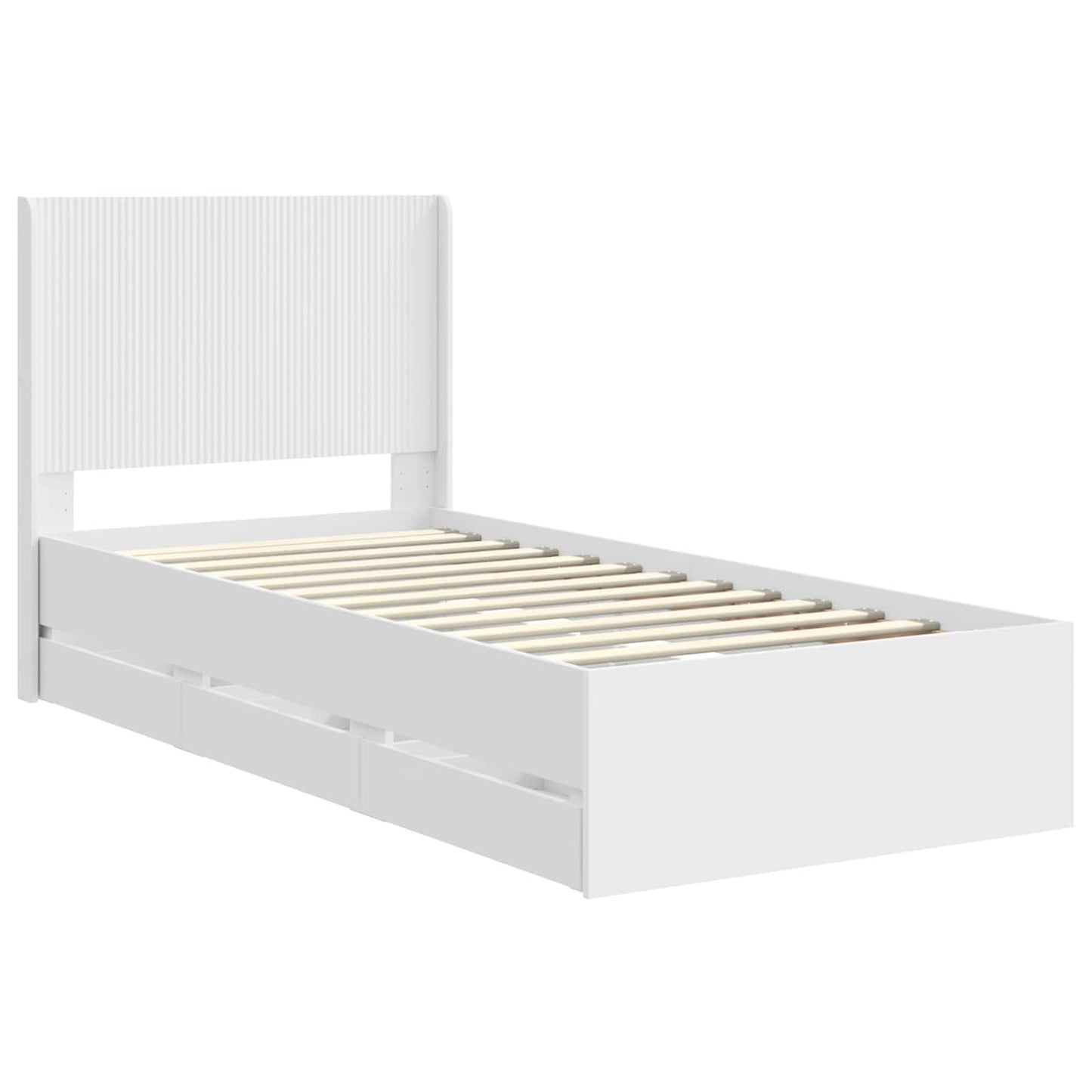 Bed Frame with Storage and Headboard White 100 x 200 cm