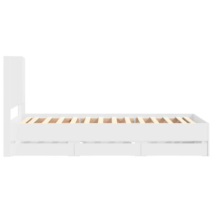 Bed Frame with Storage and Headboard White 100 x 200 cm