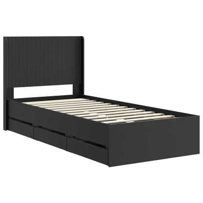 Bed Frame with Storage and Headboard Black 100 x 200 cm