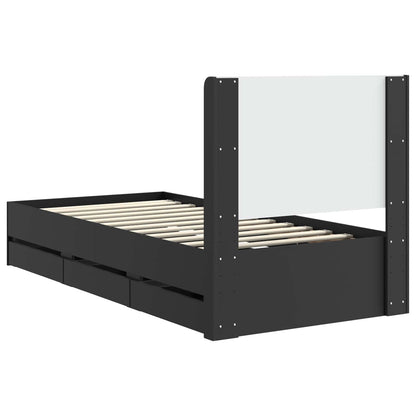 Bed Frame with Storage and Headboard Black 100 x 200 cm