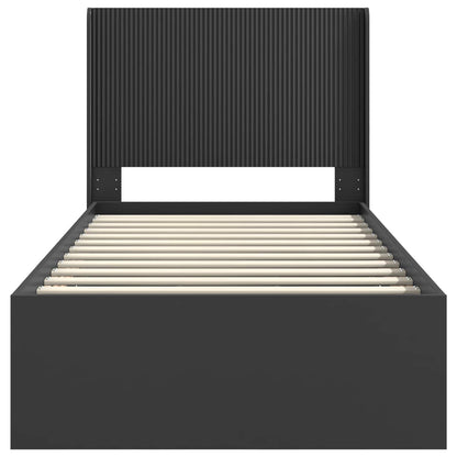 Bed Frame with Storage and Headboard Black 100 x 200 cm