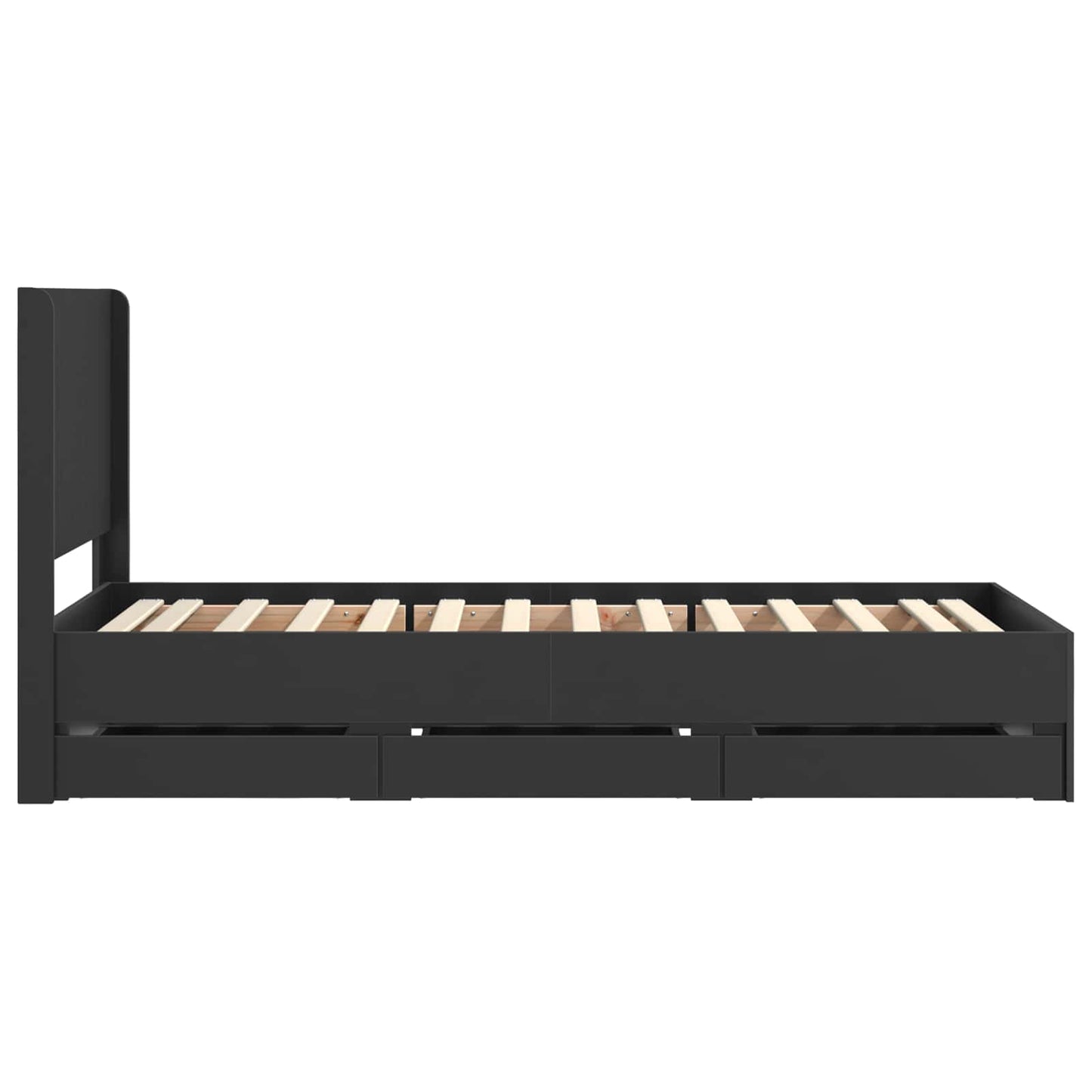 Bed Frame with Storage and Headboard Black 100 x 200 cm