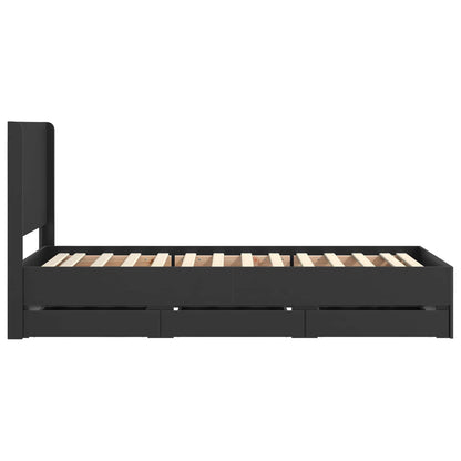 Bed Frame with Storage and Headboard Black 100 x 200 cm