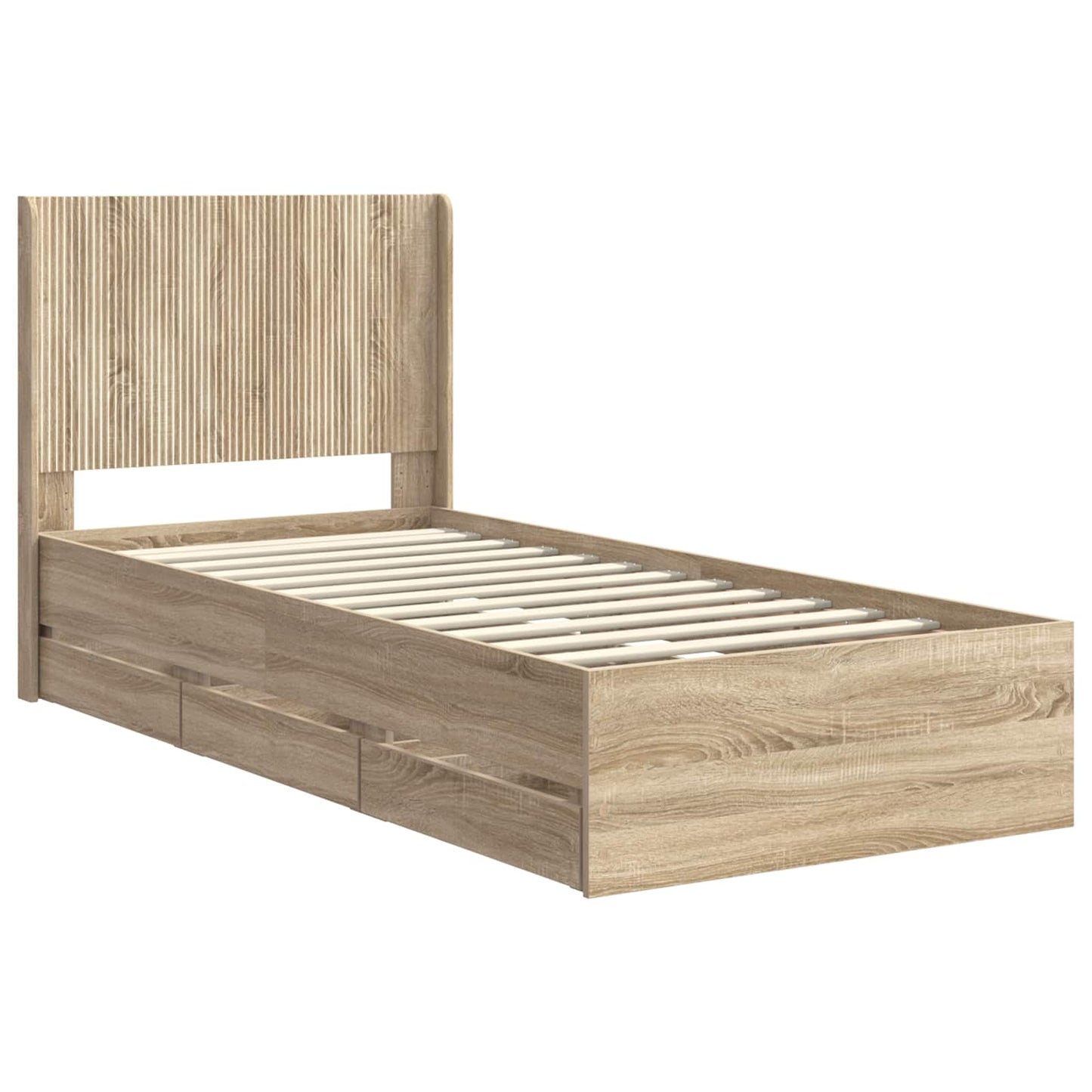 Bed Frame with Storage and Headboard Sonoma Oak 100 x 200 cm