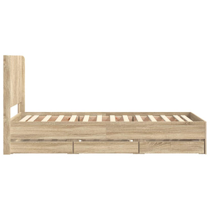 Bed Frame with Storage and Headboard Sonoma Oak 100 x 200 cm
