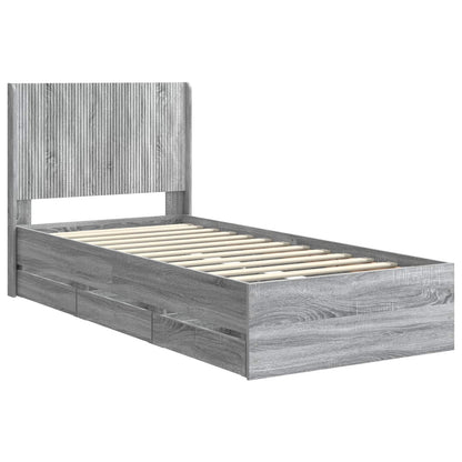 Bed Frame with Storage and Headboard Grey Sonoma 100 x 200 cm