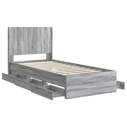 Bed Frame with Storage and Headboard Grey Sonoma 100 x 200 cm